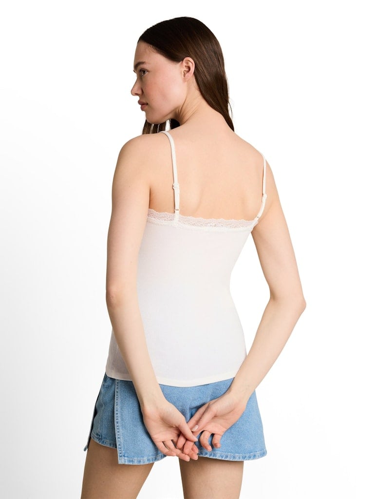 Slim Fit Top mit Spitze