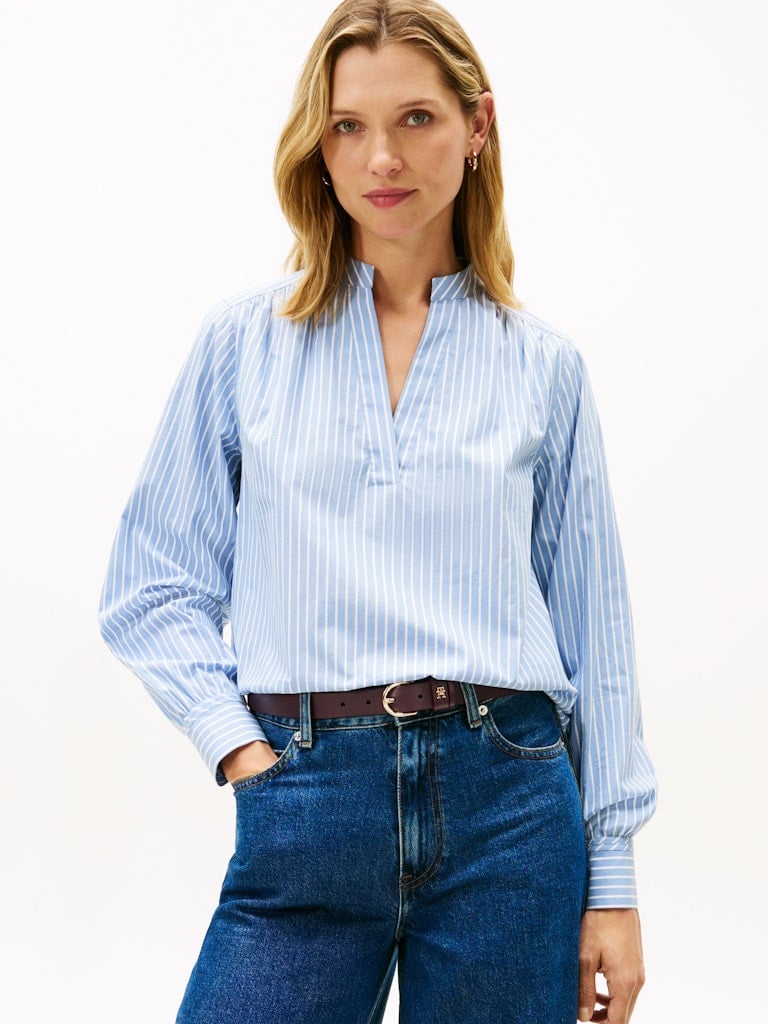 POPLIN V-NK BLOUSE