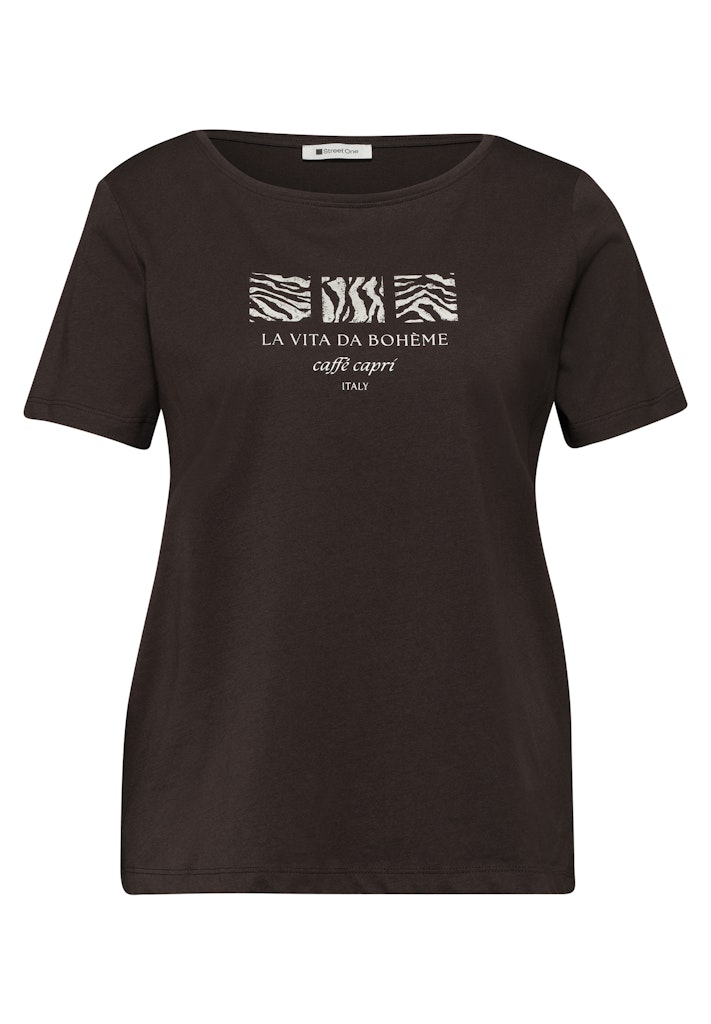 Basic T-Shirt mit Rundhals und Print