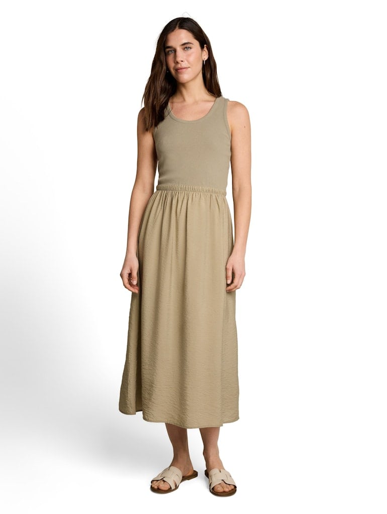 2-in-1 Midi-Kleid im Materialmix