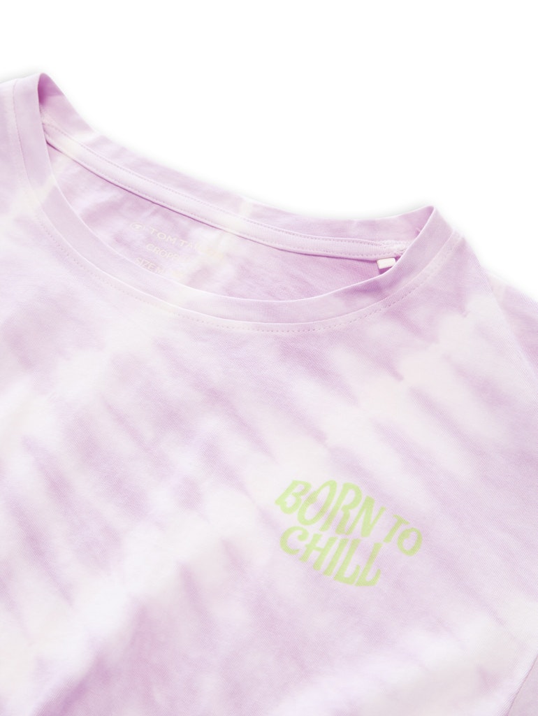 Cropped Batik T-Shirt mit Knoten-Detail