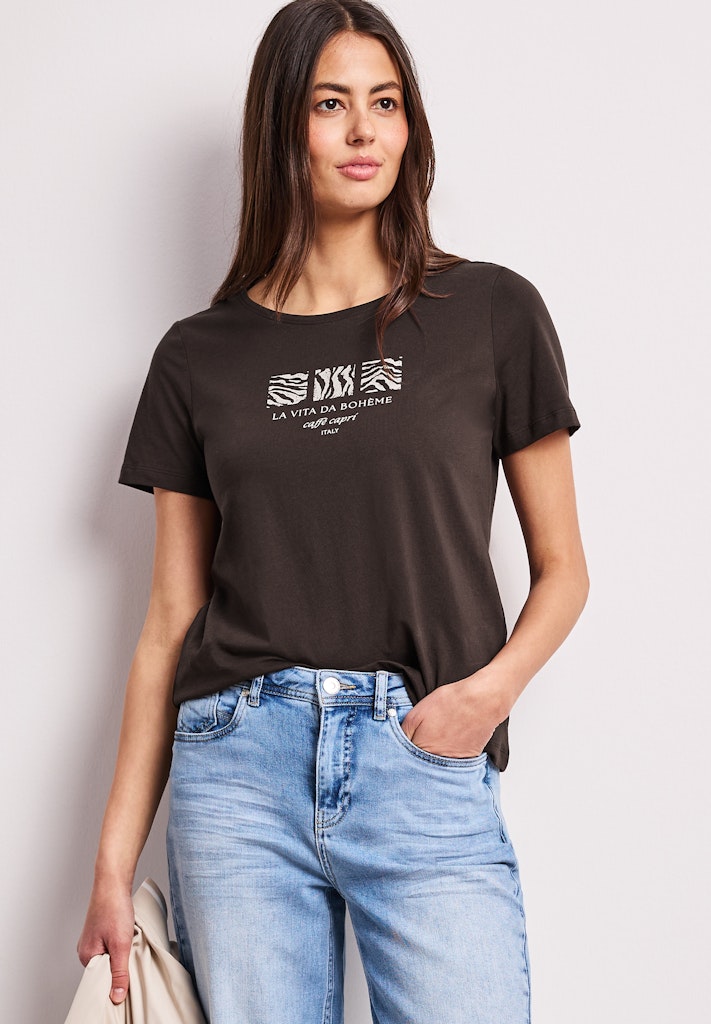 Basic T-Shirt mit Rundhals und Print
