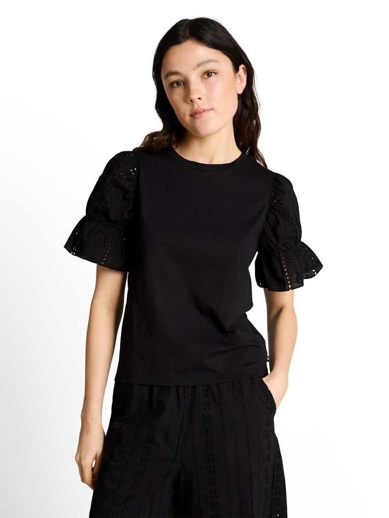 Loose Fit T-Shirt mit Lochstickereien