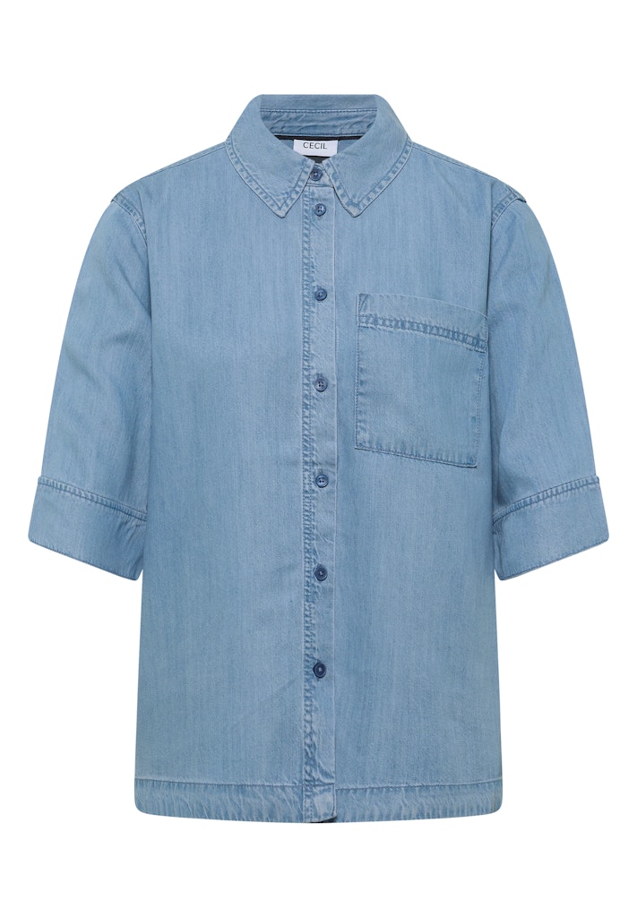 Kurzarm Hemdbluse im Denim-Look