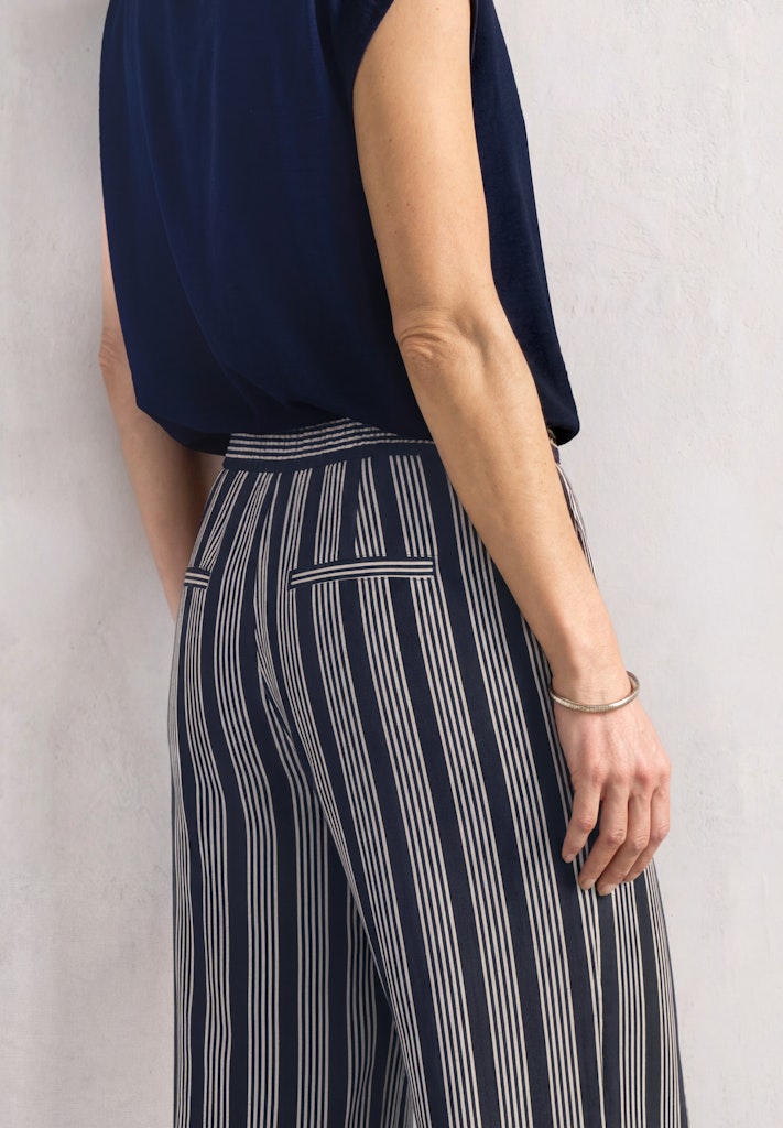 Mid Waist Wide Leg Hose mit Streifen