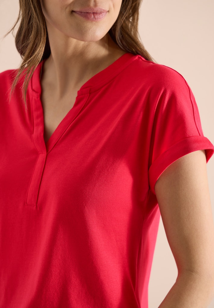 Shirt mit Split Neck im Tunika-Look