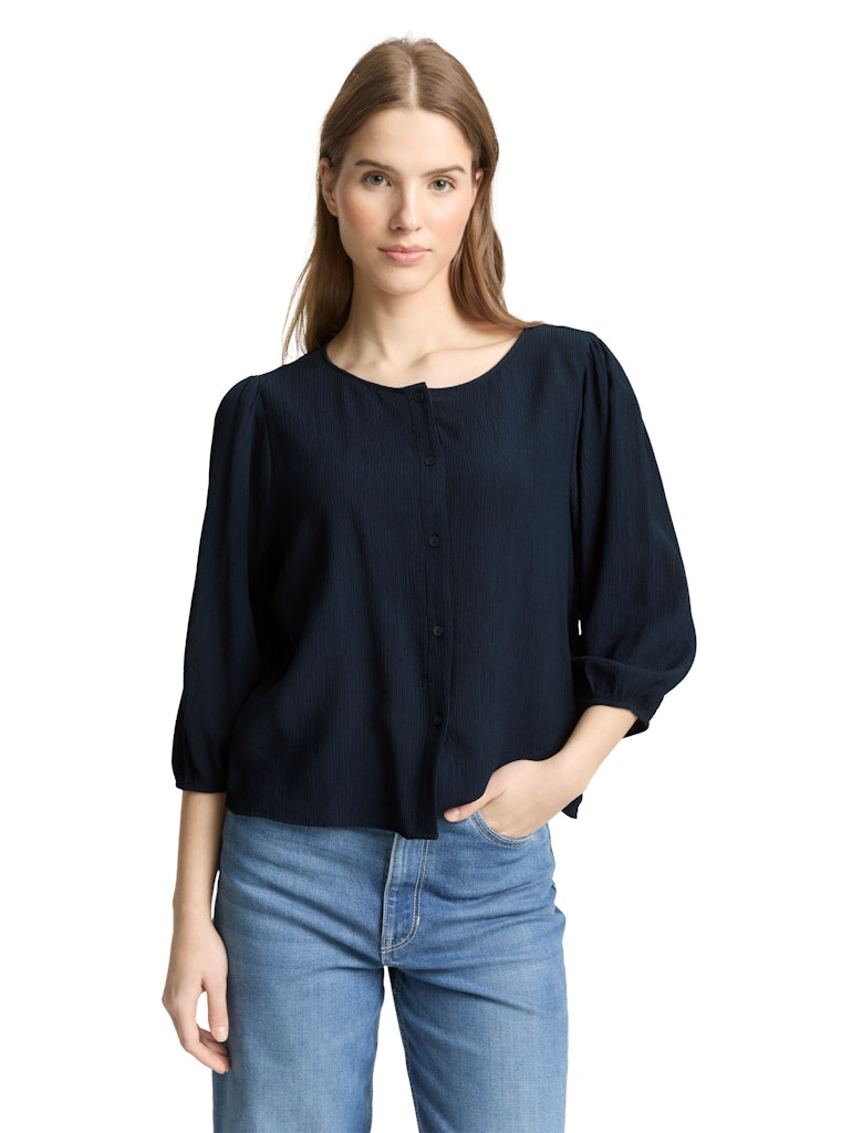 Crinkle Bluse mit Knopfleiste