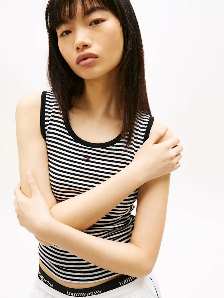 Ribbed Slim Scoop Neck Tank Top