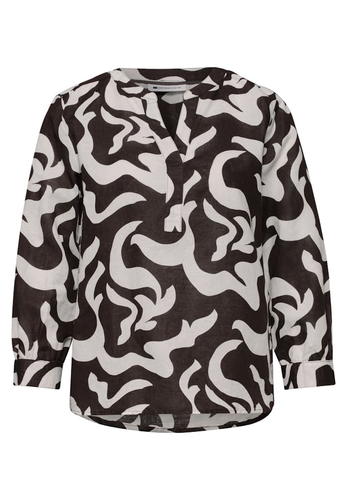 Bluse mit Split Neck aus Leinenmix