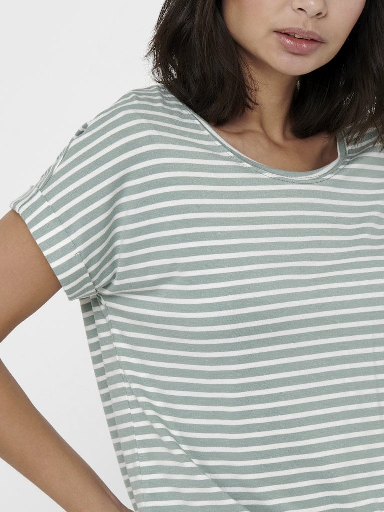 ONLMOSTER STRIPE S/S O-NECK TOP JRS NOOS