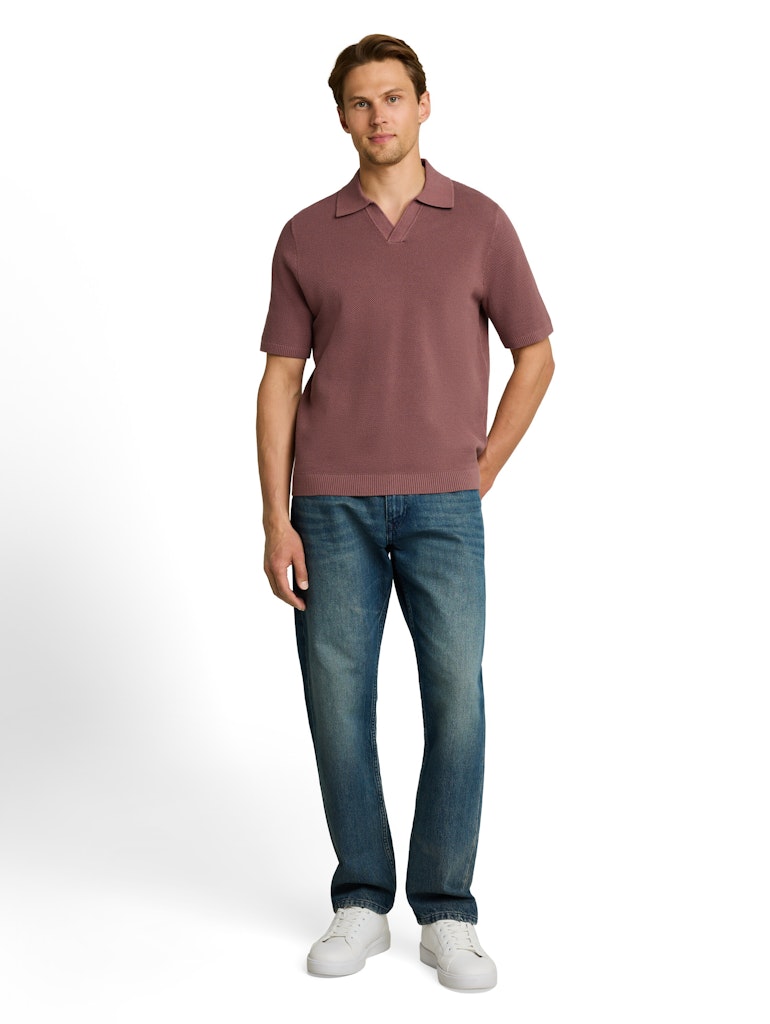 Piqué Strick-Poloshirt aus Baumwolle
