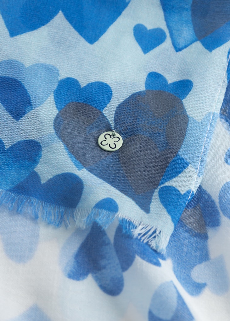 Schal aus feiner Modal-Baumwoll-Mischung mit gedrucktem Herzmuster