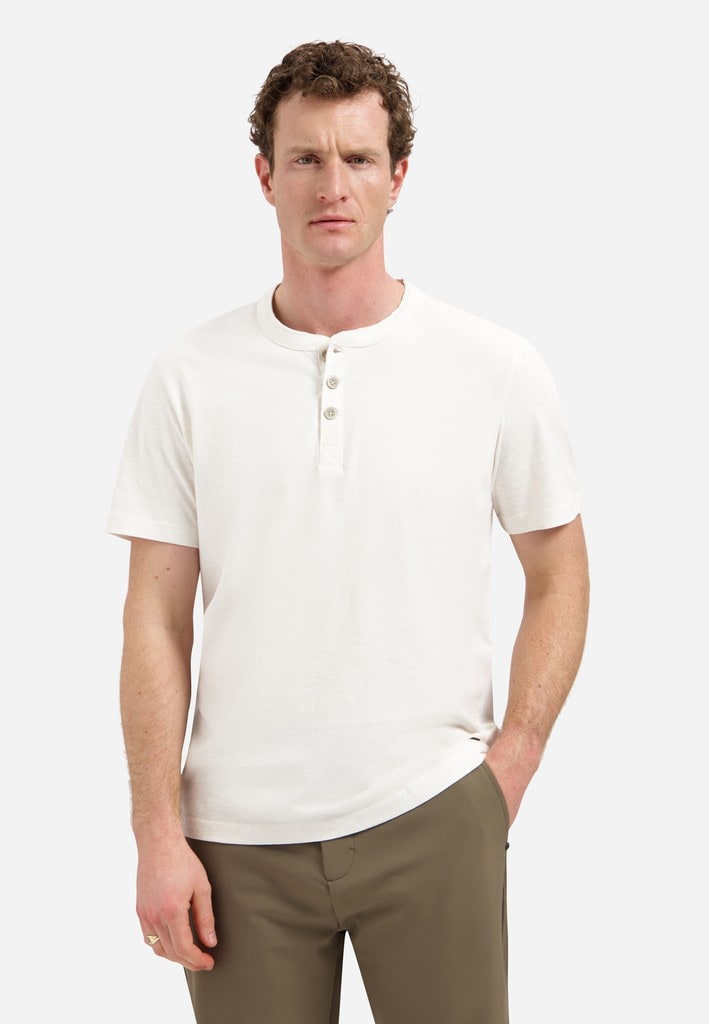 T-Shirt Granddad Half button Melange