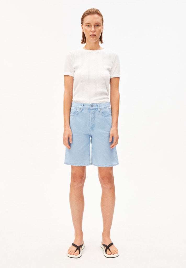 THAALINA MID WAIST DENIM SHORT