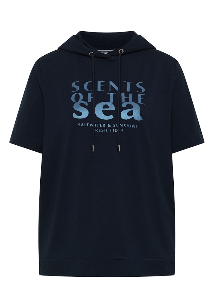 Kurzarm Shirt mit Kapuze und Wording