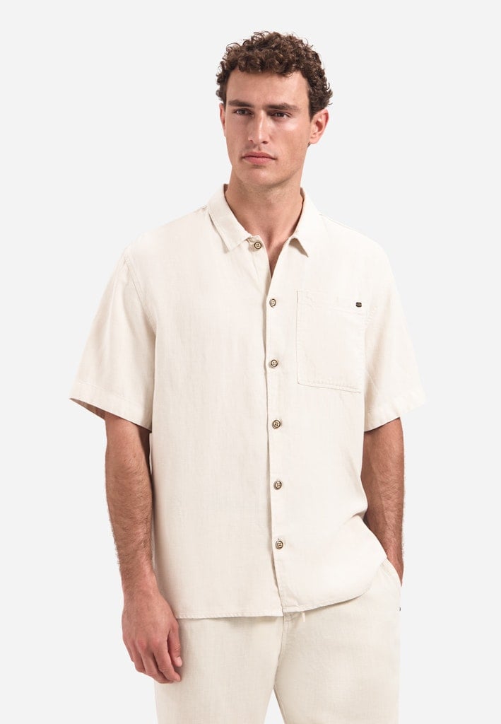 Shirt Short Sleeve With Linen, Garment Dyed