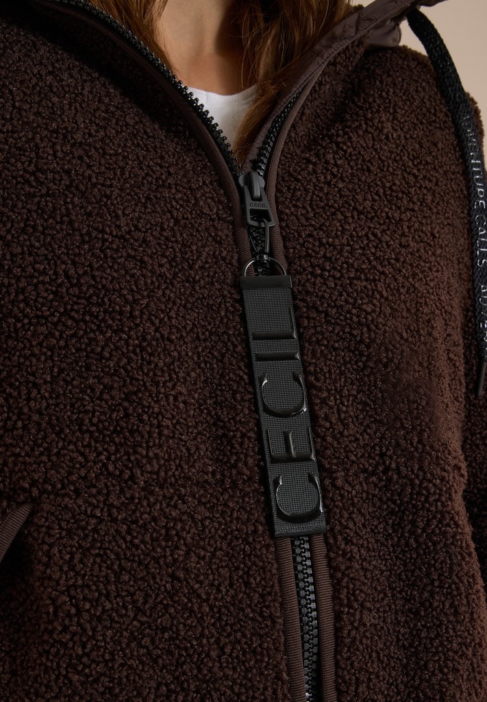 Strukturmix Teddy-Mantel mit Kapuze