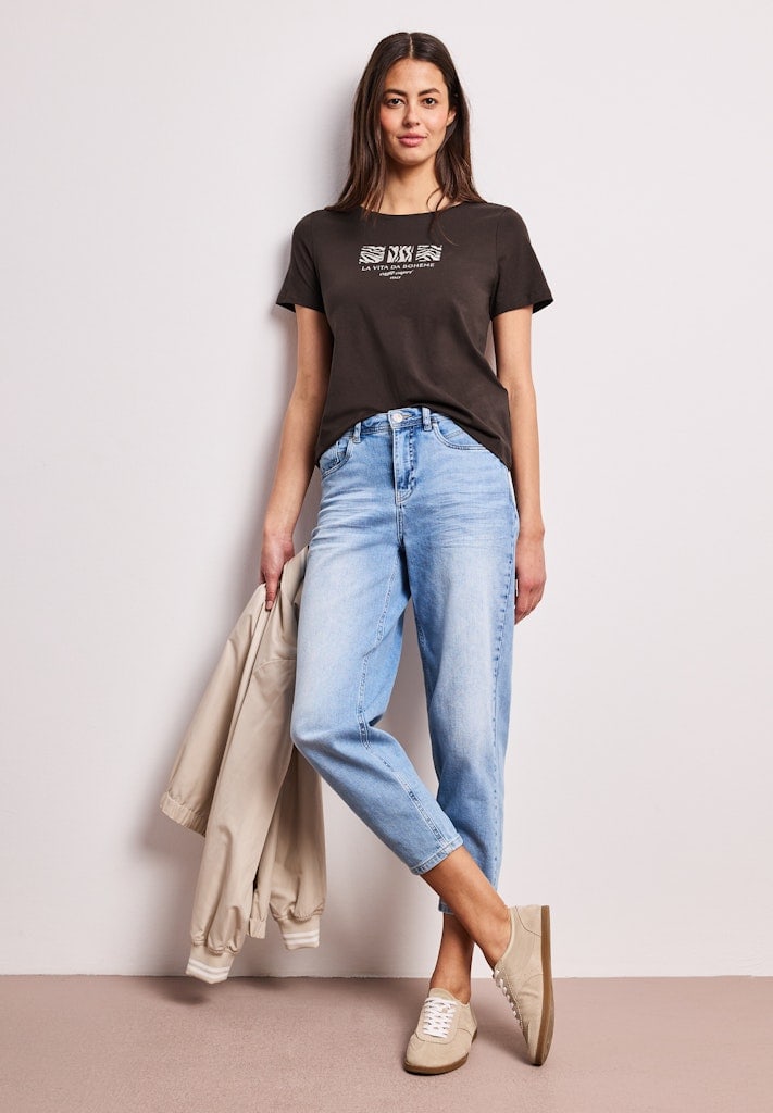 Basic T-Shirt mit Rundhals und Print