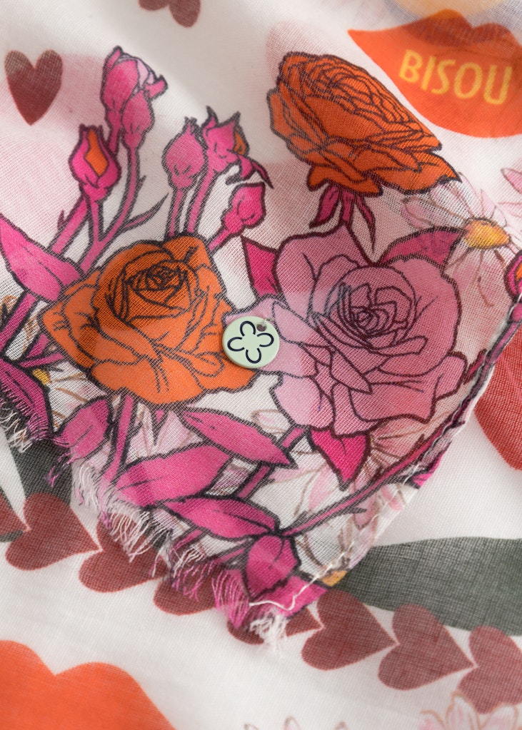 Schal aus reiner Baumwolle mit Mustermix und BISOU-Schriftzug