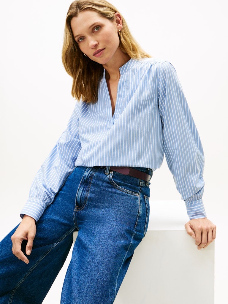 POPLIN V-NK BLOUSE