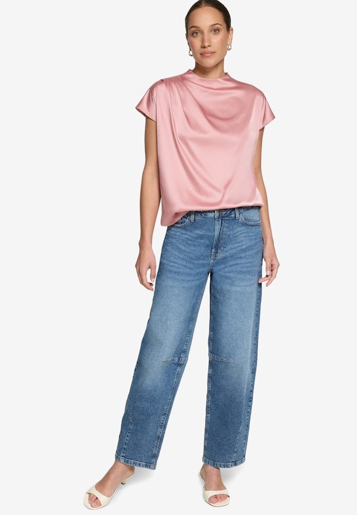 Satinbluse mit Stehkragen