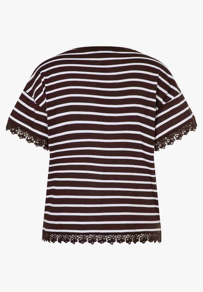 Streifenshirt mit Spitzenkante