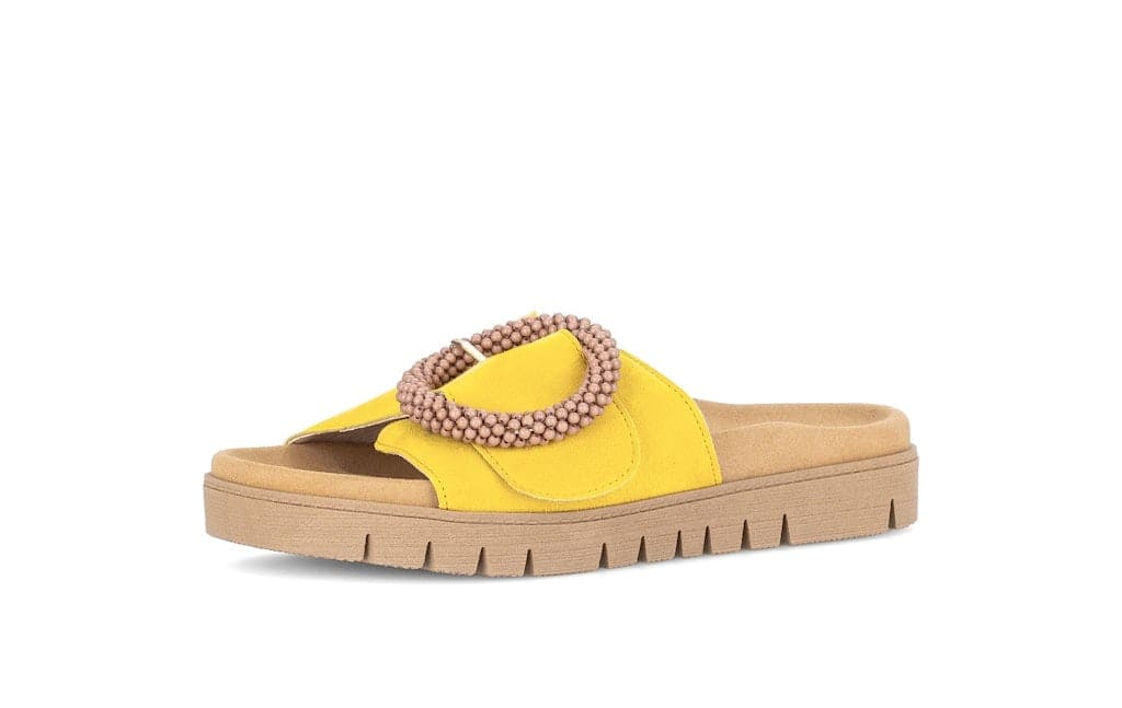 Pantoletten Rauleder gelb