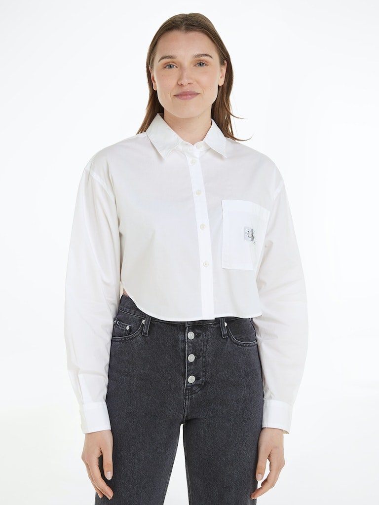 WOVEN LABEL CROPPED LS SHIRT | WHITE | M | 1491148.8720108950350