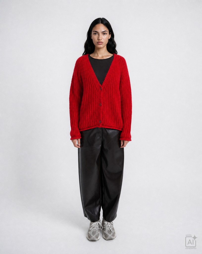 Hairy Raglan V-neck Cardigan