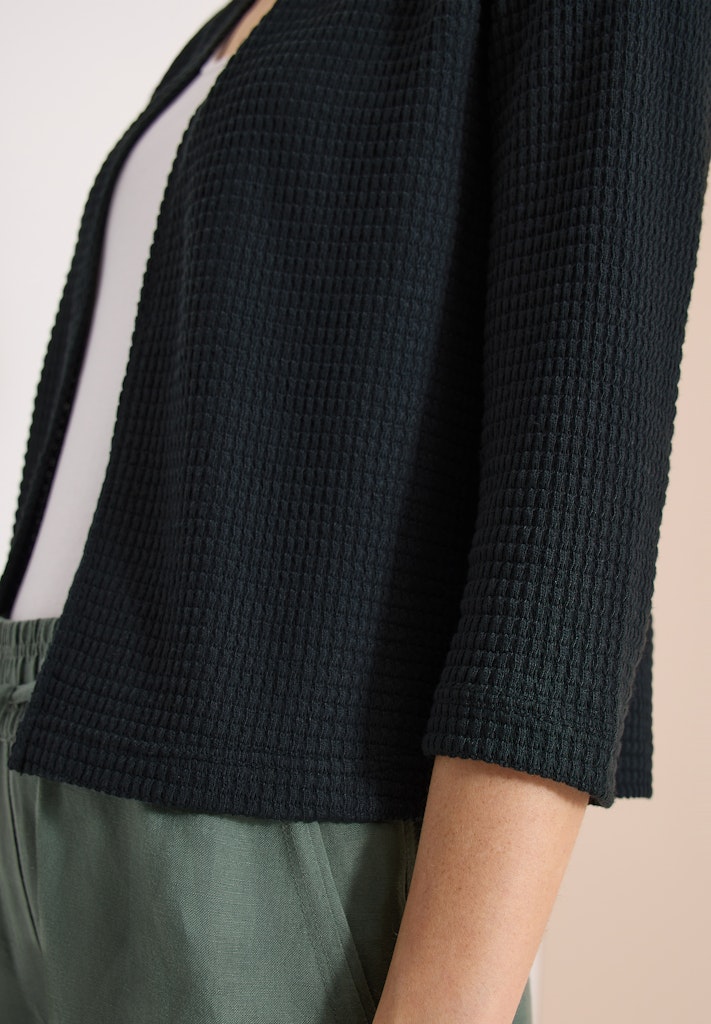 Offene 3/4-Arm Jacke im Ajour-Look