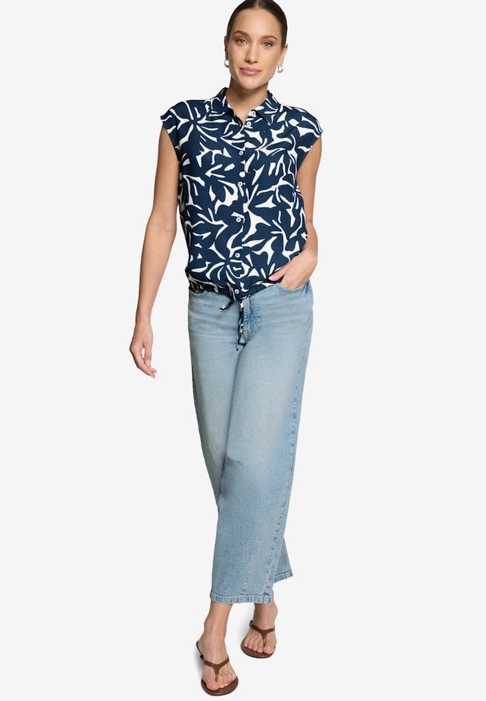 Hemdbluse kurzarm mit Blumen
