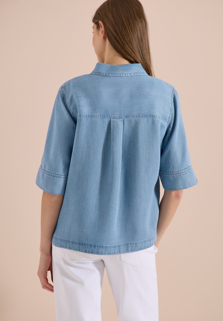 Kurzarm Hemdbluse im Denim-Look