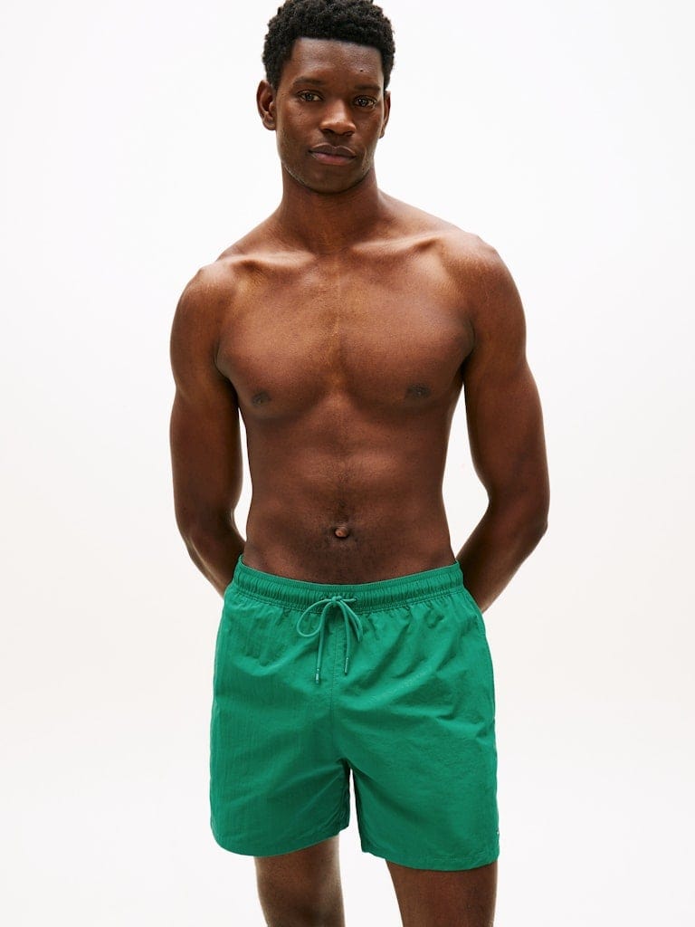 Flag Embroidery Mid Length Swim Shorts