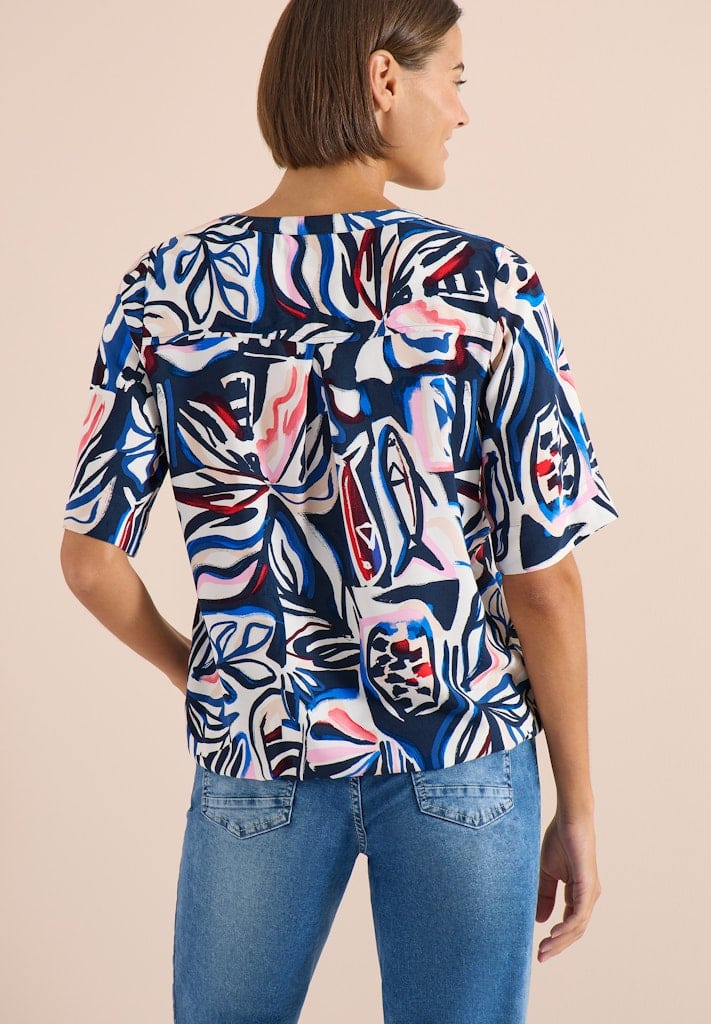 Kurzarm Bluse mit Multicolor Print