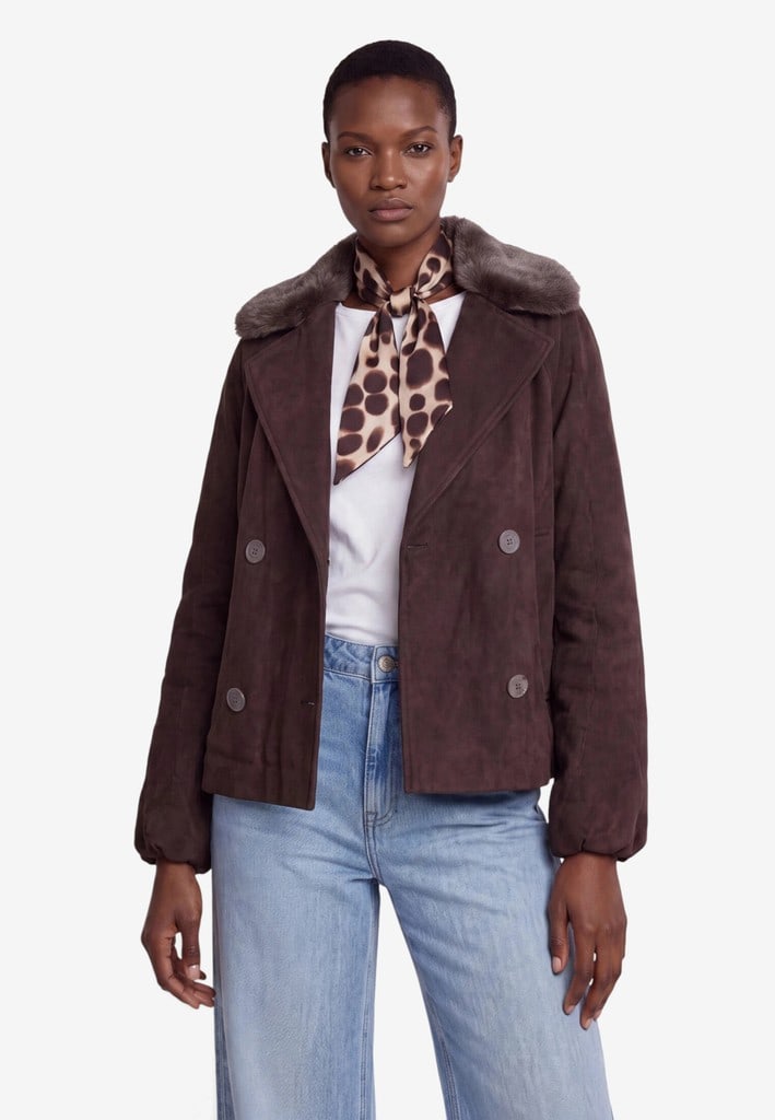 Jacke in Velourslederoptik