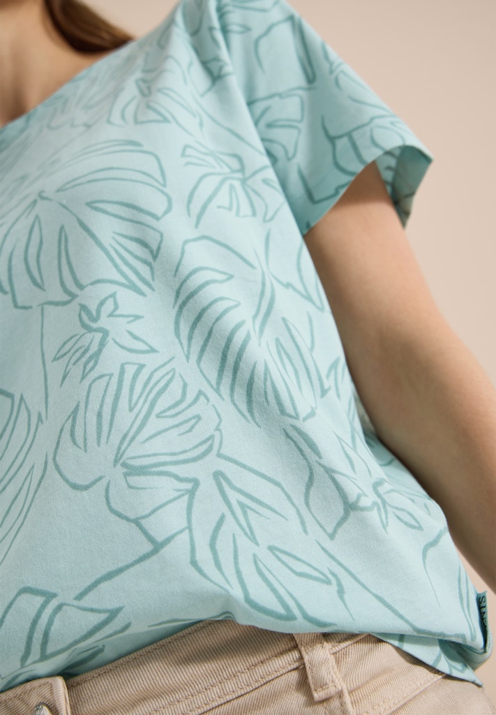T-Shirt mit Rundhals und Blätterprint
