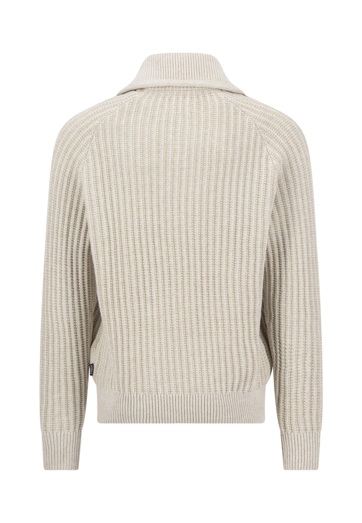 Zip Cardigan, 2-tone rib*RWS