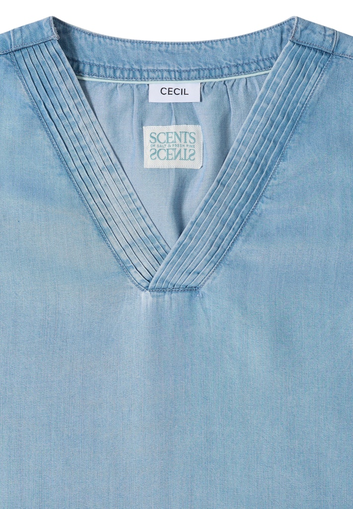 Blusentop im Denim-Look mit V-Neck