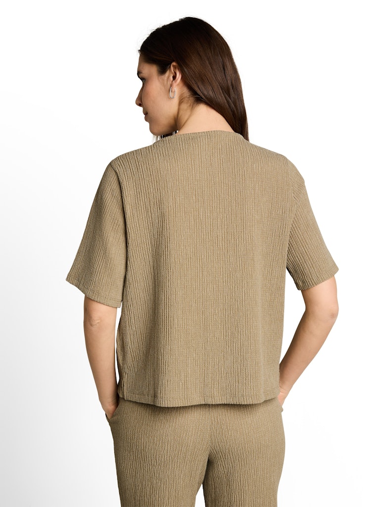 Crinkle T-Shirt mit V-Ausschnitt