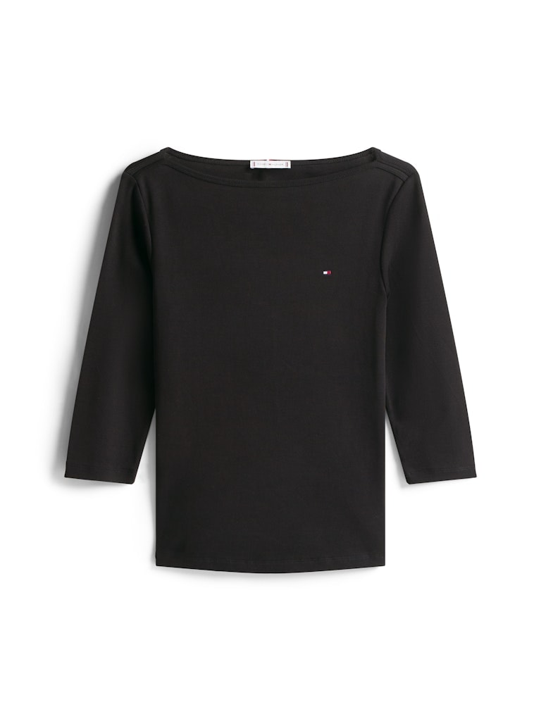 Slim Three-Quarter Sleeve Boat Neck T-Shirt