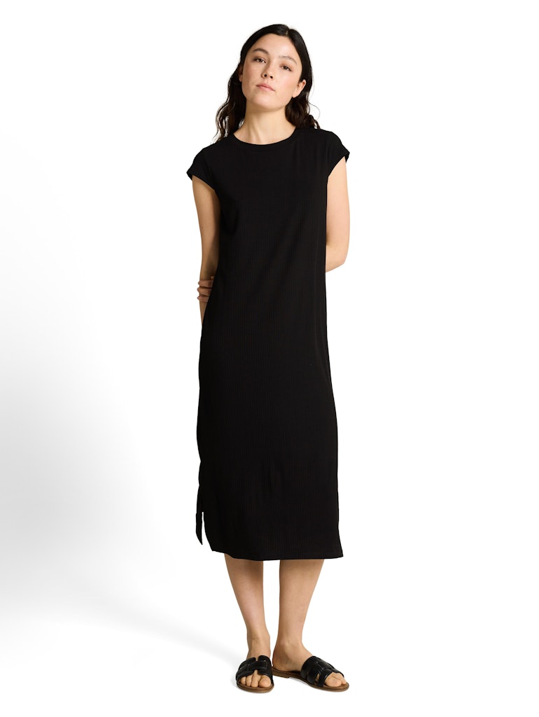 Loose Fit Midi-Kleid mit Rippstruktur
