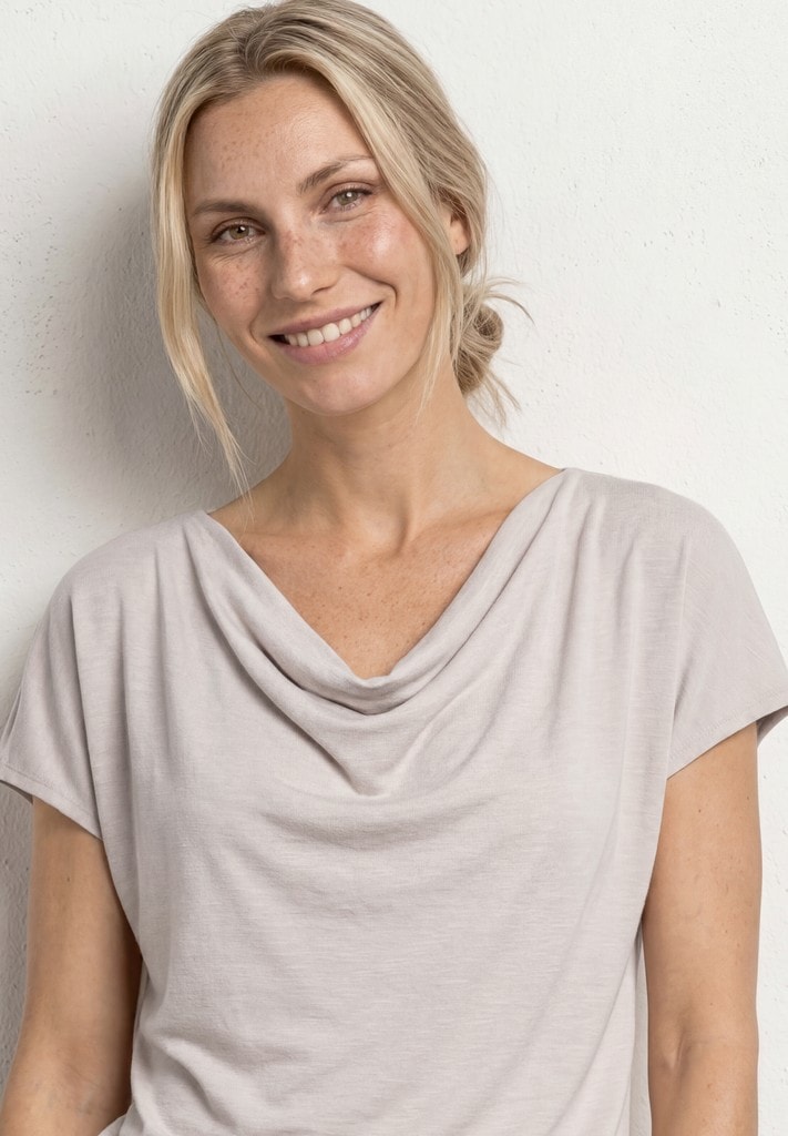 Silk-Look Shirt mit Waterfall-Front