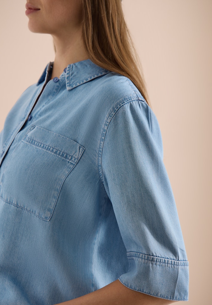 Kurzarm Hemdbluse im Denim-Look