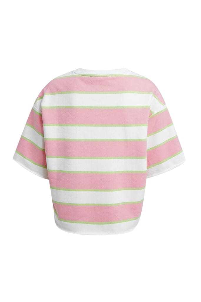 Boxy cropped College Sweatshirt short sleeve Multistriped