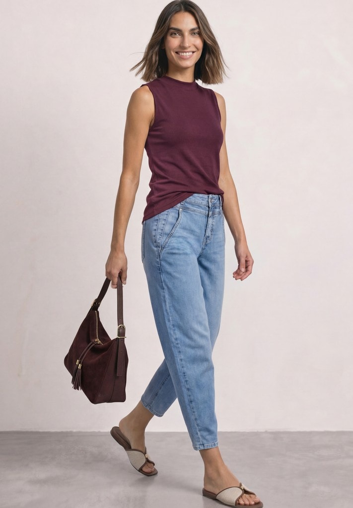 High Waist Barrel Leg Jeans im Loose Fit