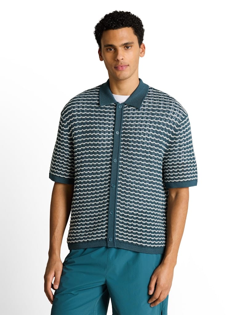 Strick-Poloshirt mit Lochmuster