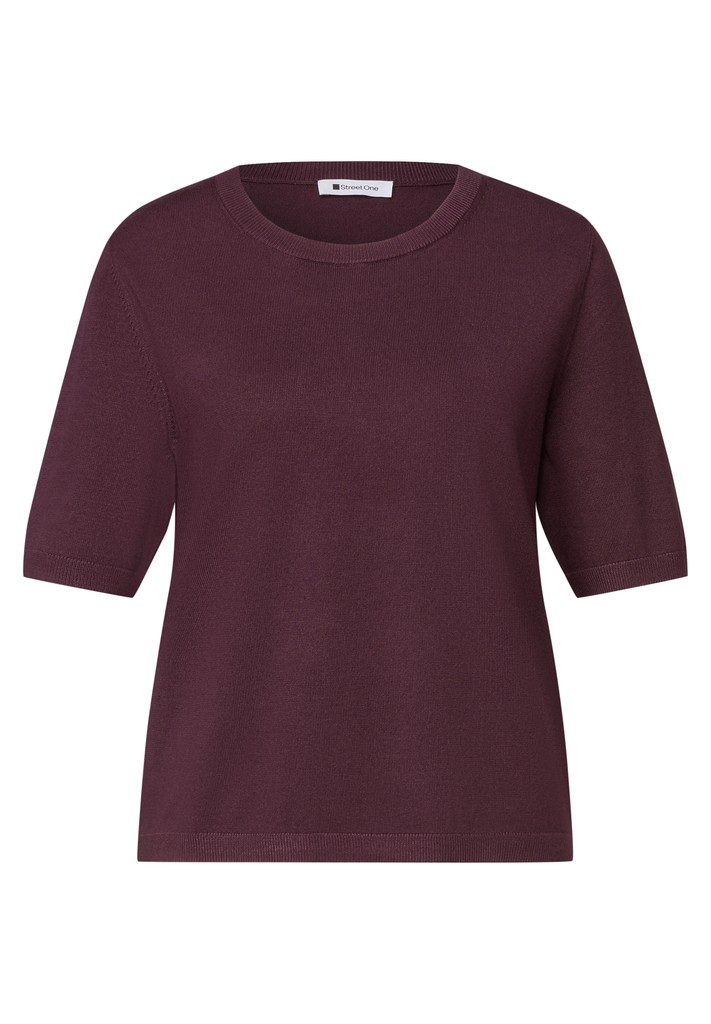 Kurzarm Pullover mit Rundhals in Unifarbe