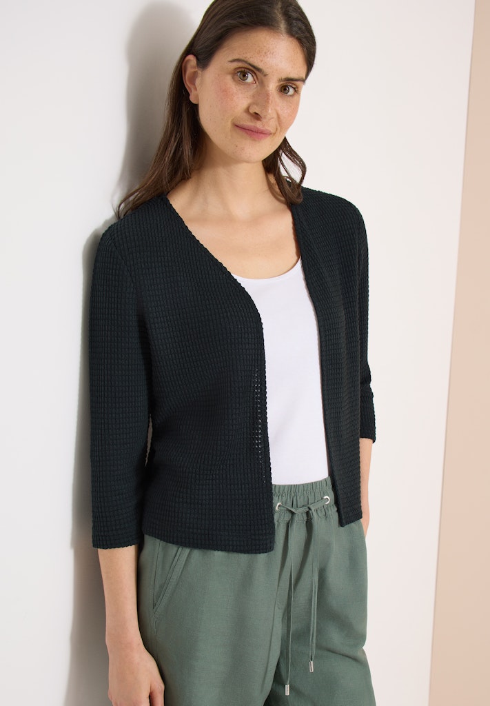 Offene 3/4-Arm Jacke im Ajour-Look