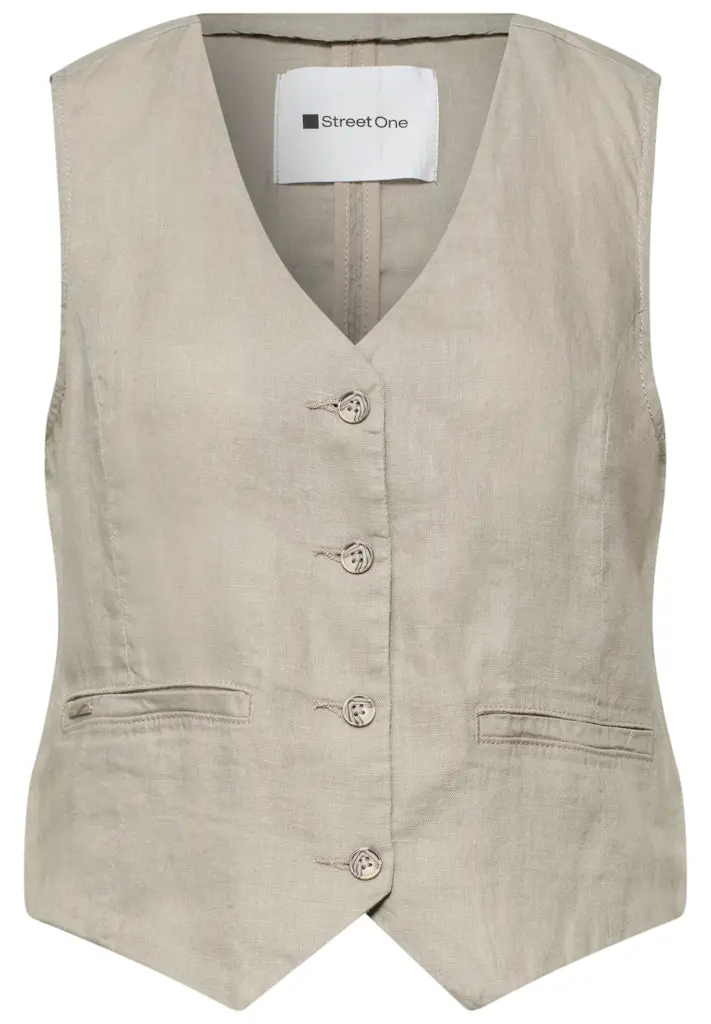 Weste mit V-Neck und Knöpfen aus Leinen