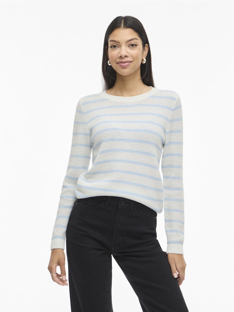 VIDALO O-NECK L/S STRIPE KNIT TOP- NOOS